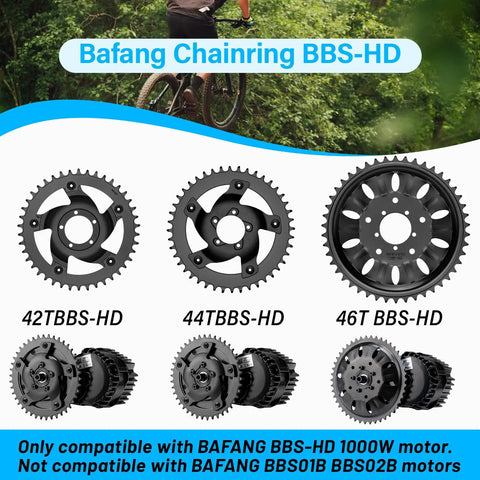 46T Chainring Compatible With Bafang BBSHD 48V 52V 1000W Mid Motor Kit Electric Bike Spare Parts For More Kick Power High Hardness Abrasion And Corrosion Resistant Gear For Long Lasting Performance