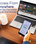 Person using mobile app for Smart WiFi Temperature And Humidity Sensor With Built In Buzzer And Email Text Alerts, Cloud Connected No Monthly Fees