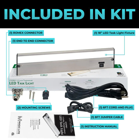 LED Under Cabinet Lighting 18 Inch Satin Finish With 3 CCT 2700K 3000K 4000K Dimmable Linkable Undercabinet Lights For Kitchen Plug In Or Hardwired Easy Install Undercounter Fixture