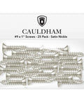 Top Shelf Tough As Nails Door Hinge Screws Satin Nickel Finish For Interior Exterior Residential And Commercial Use Superior Corrosion Resistant Solid Alloy Steel 9 X 1 Inch Long Lasting Hardware Pack Of 25 in packaging viewed from above.