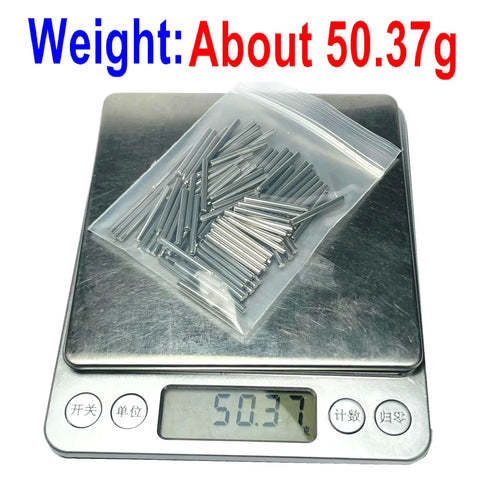 100 Pack 2mm By 20mm Dowel Pins Metal Dowel Pins M2 For Wood Furniture Shelves 304 Stainless Steel on scale at 50.37g