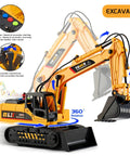 Two Pack Construction Truck Toys for Kids Ages 3 to 8, Moveable Claw Excavator with 360 rotation, lights, and sounds.