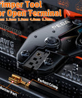 Pro Grade Open Barrel Crimping Tool Kit For Car Audio And Auto Wiring With Ratcheting Wire Crimper For 24 14 AWG Non Insulated Open Terminals Spade Connectors And 2.8 3.9 4.8 6.3mm Copper Terminals