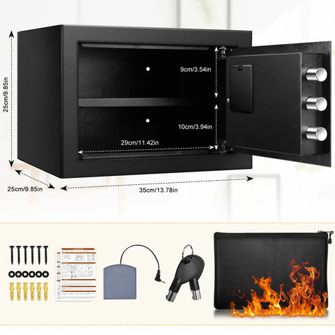 Heavy Duty Home Drop Safe Box With Waterproof and Fireproof Steel Build Digital Lock and Included Waterproof Bag dimensions
