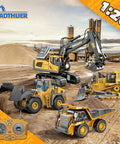 4 In 1 Remote Control Construction Vehicle Set with 11-Channel Excavator, Dump Truck, Bulldozer, Loader on a Construction Site