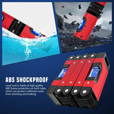 Go-To 28 Inch Folding Level Tool With Magnetic Base, aluminum construction, multi angle leveler, shockproof ABS protection