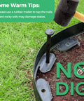 Installing 2 Inch By 100 Foot Landscape Edging Border With 150 Spikes using a rubber mallet on flexible plastic edging in lawn.
