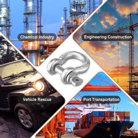 Thirty Pack Three Eighth Inch D Ring Shackles Galvanized Carbon Steel Screw Pin Anchor Shackles for various uses shown