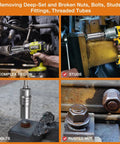 Heavy Duty 16 Piece 3/8 Inch Drive Deep Socket Extractor Set That Makes Stripped Bolts And Frozen Nuts A Walk In The Park in action removing rusted nut and broken bolts