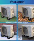 Heavy Duty Mini Split Base Pad Set For Ductless AC And Heat Pump, Rubber Anti-Vibration Mounting Pads in four outdoor scenarios