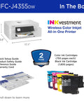 INKvestment 4355 Wireless Color Inkjet All In One Printer with 1.8 Inch Color Display and accessories shown in package box