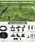Six Pack One Half To One Quarter Inch Drip Irrigation Fittings Push To Fit Barbed Tee Splitter Leakproof Locking Connector for One Half Inch Tubing, six-way system installed in grass.