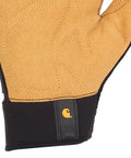 Padded Palm Fingerless Work Glove With Breathable Spandex And Synthetic Leather, showing close-up of palm stitching and neoprene cuff.