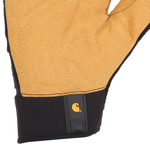 Padded Palm Fingerless Work Glove With Breathable Spandex And Synthetic Leather, showing close-up of palm stitching and neoprene cuff.