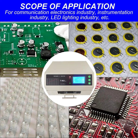 Drawer Type Reflow Oven With Hot Air Circulation And Infrared Heater Rework Station For PCB SMD SMT BGA T962V20 110V display