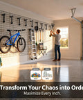 Heavy Duty Bike Hooks Set For Garage Storage Ceiling And Wall Mounts Holds Up To 50 Lbs Each 6 Pack Black Built Tough for organized hanging of bike and tools.