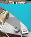 Turquoise Triangle Sun Shade Sail 16x16x16 Ft Outdoor UV Blocking Canopy for patio covering furniture on a deck.