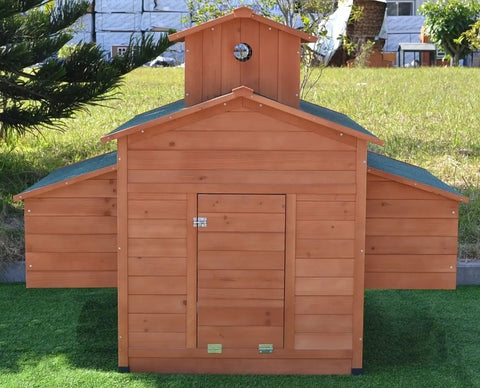 Deluxe Large Wood Chicken Coop For Backyard Hen House Fits 6 Large Or 10 Bantam Chickens With 6 Nesting Boxes Ramp Access Solid Fir Construction Easy Assembly Durable Outdoor Poultry Home