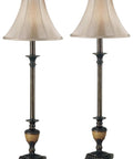 Emily Crackle Bronze Lamp Set, Two 30-Inch Tall Table Lamps With 11-Inch Bell Shade, Vintage Fluted Look For Classic Living Room Decor, Matching Duo For Warm Ambience And Subtle Glam Vibe