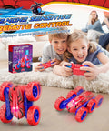 Kids playing with 4WD Remote Control Car For Kids With 360 Degree Flips, Double Sided Drift RC Race Car, Rechargeable Battery, Ages 3 To 12