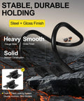Two Pack Heavy Duty Motorcycle Wheel Chocks For E Track Steel Seven Inch Removable Front Tire Chocks For Trailers Vans Trucks Fits Front Tires Up To Seven Inches Easy Hand Tighten No Tools Required Self Locking Bolts, showing steel and gloss finish on rocky surface.