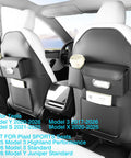 Custom Fit Seat Back Kick Protector And Rear Organizer For Tesla Model Y Model 3 Model S And X with cup holders and storage pockets.