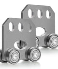 Two Pack Silent Four Wheel Beam Trolleys For Heavy Duty Hoist Installations Fits 1-5/8 Inch Wide Or Taller Strut Channel Durable Steel Construction With Top Push Technology For Easy Load Movement And Long Lasting Use, shown in side view