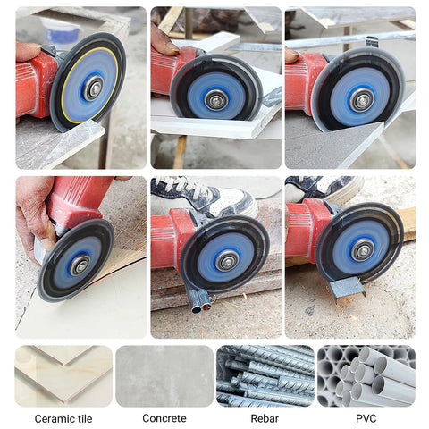 LOZLIN 4.5-inch diamond blade set for angle grinder; 3-pack with blue center; discs for tile, stone, metal, PVC.