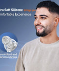 Man wearing High Fidelity Concert Ear Plugs for Loud Music Lovers and Musicians, Silicone Reusable Earplugs With Even Noise Reduction