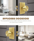 Privacy Door Knob Set With Lock For Bedroom And Bathroom Satin Brass Rectangle Rosette Handle Modern Interior Door Hardware