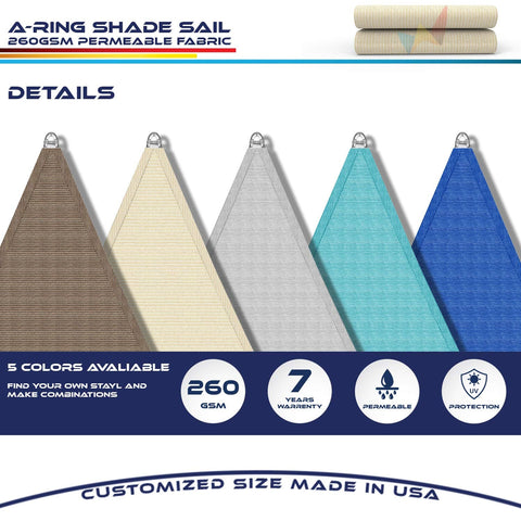 Beige 24 By 24 By 24 Sun Shade Sail With A Ring Wire Rope Triangle For Deck Backyard And Patio Outdoor Shade Cover Breathable 260 GSM