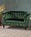 Green velvet sofa with Four Piece 15 Cm Black Wood Furniture Legs For Cabinets Dressers Sofas - Mid Century Turned Round Style