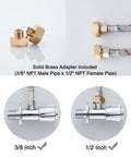 Solid brass adapter and hoses for Waterfall Bathroom Sink Faucet With Solid Brass Body And Glass Disk Design One Handle Single Hole Chrome Finish Sleek Modern Corner Vanity Faucet For Basin And Pedestal Sinks