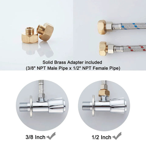 Solid brass adapters and hoses for Waterfall Bathroom Sink Faucet In Brushed Nickel With Glass Disk Rinser