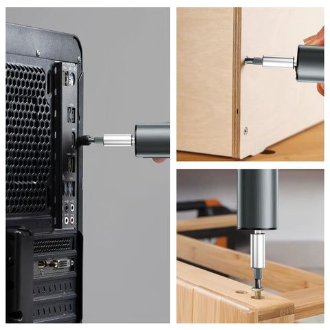 No Sweat Cordless Stick Electric Screwdriver Kit With Wireless Charging Stand and Rock Solid Magnetic Bits for precision repair tasks.