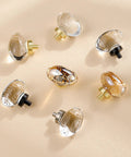 16 Pack Glass Cabinet Knobs And Pulls Dope Oval Crystal Knobs For Dressers And Cabinets Satin Brass Gold Finish Egg Shape Kitchen Cabinet