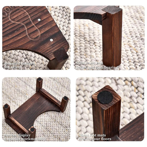 Wooden 7 Inch Squatting Toilet Stool For Adults With Foot Pad And Anti Slip Design Built For Comfort And Safety, close-up details