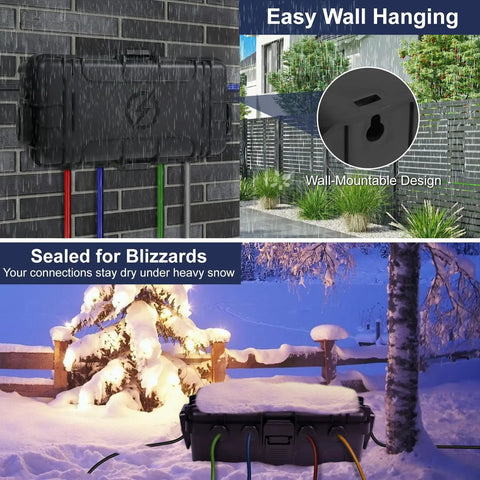 Medium Outdoor Electrical Box Weatherproof Cover Built Tough For Power Strips And Multi Plug Adapters, IP54 Rated