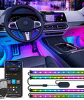 Smart RGBIC Interior Car Lights With App And Remote Two Line Design 72 LEDs Rainbow Colors For A Lit Vibe DIY Modes Scene Options