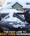 Man removing snow with Universal Windshield Cover For Ice And Snow, Heavy Duty 600D Oxford Fabric Frost Protector