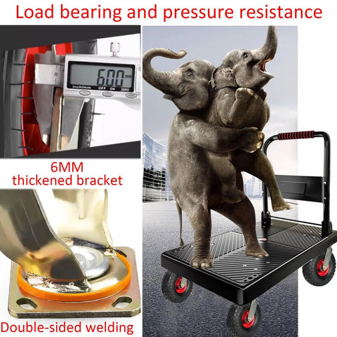 Heavy Duty Swivel Caster Wheels With Brakes Set Of Four Pneumatic Tires Silent Ride Shock Absorbing Build Ten Inches Across Loads with thickened bracket