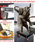 Heavy Duty 10 Inch Pneumatic Caster Wheels With Brakes Set Of Four Pairing Two Swivel And Two Fixed Units on utility cart with elephants.