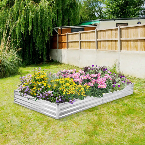 Galvanized Raised Garden Beds 2 Pack Metal Garden Kit 4x8x1 Feet Each For Flowers Vegetables And Herbs Easy Assembly Stackable Or Interlocking