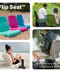 Foldable Adult Flip Seat Portable Outdoor Chair With Back Support For Poolside Tailgating Camping And Picnics Great For Ground Seating