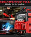2 In 1 Portable Plasma Cutter And Stick Welder 60PRO Non Touch Pilot Arc 120V To 240V Cutter Machine in workshop setting