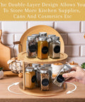 Turntable Spice Rack With Double Layer Design For Kitchen Cabinets And Pantry, 360 Degree Spin For Easy Access, 10 Inch Two Tier Organizer with spices