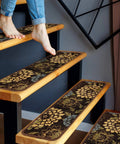 Attachable Indoor Carpet Stair Treads Set Of 15 Floral Bloom Brown 9 Inches By 36 Inches Non Slip And Easy Install For Stairs