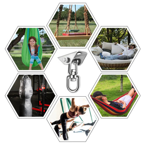 Beefy 360 Degree Swivel Hammock Hanging Kit With Stainless Steel Hooks, 1200 Lb Capacity, hanging yoga, hammocks, punching bags