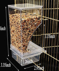 Top Tier No Mess Bird Feeder Set That Keeps The Cage Crisp Includes Cozy Perch And Crystal Clear Acrylic Hopper ideal for birds with dimensions shown.