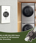 Rock Solid Heavy Duty 30 Amp Flush Mount Locking Receptacle Featuring Nema L630R Twist Lock Plug Socket installed on wall.